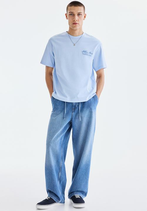 H&M - Loose fit printed T-shirt - light blue/ashbury house