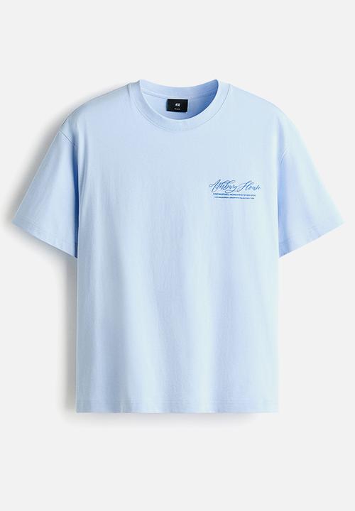 H&M - Loose fit printed T-shirt - light blue/ashbury house