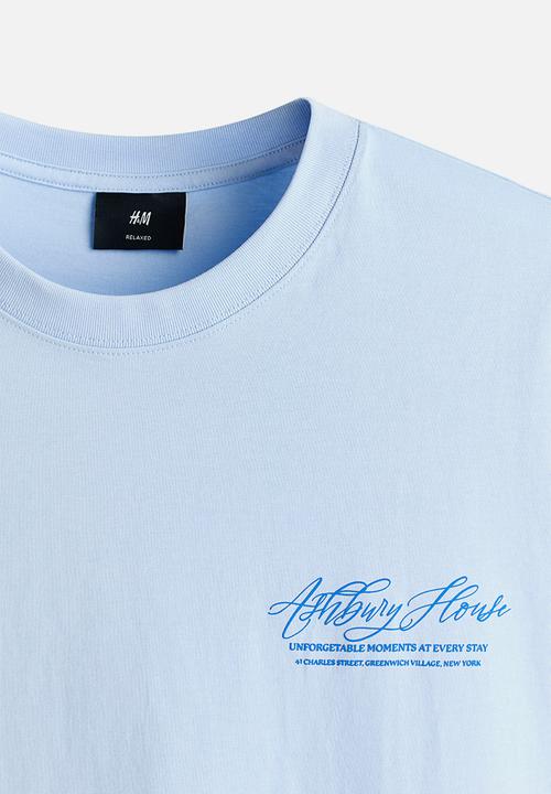 H&M - Loose fit printed T-shirt - light blue/ashbury house
