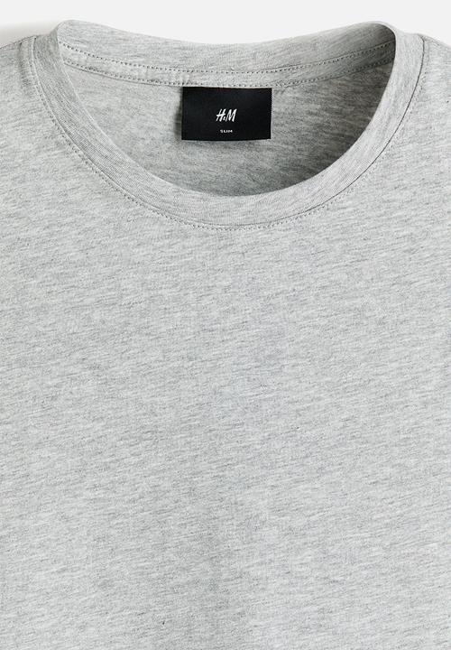 H&M - Slim fit pima cotton T-shirt - light grey marl