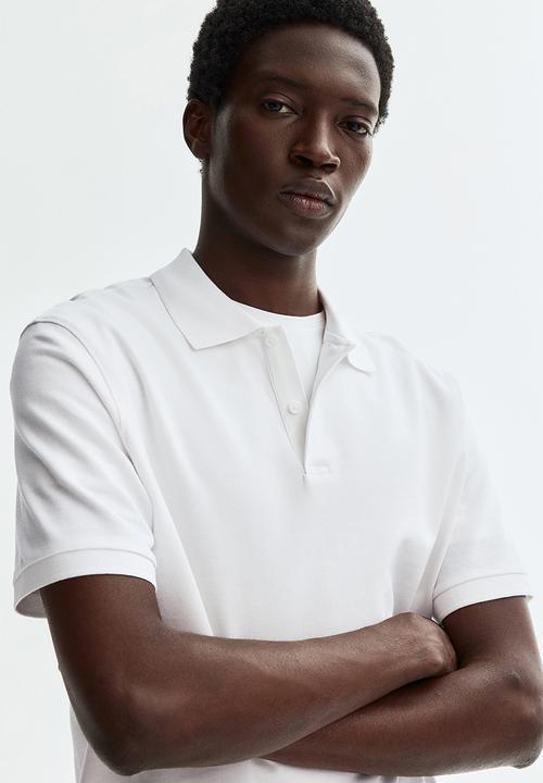 H&M - Regular fit pique polo shirt - white