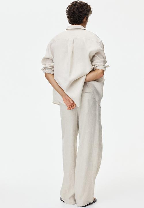 H&M - Loose fit linen trousers - light beige