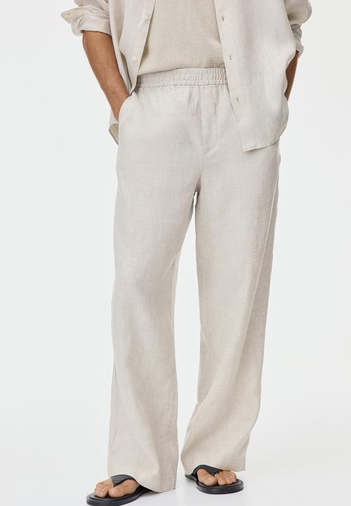 H&M - Loose fit linen trousers - light beige