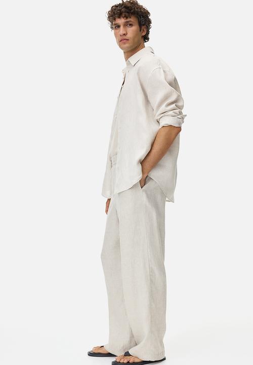 H&M - Loose fit linen trousers - light beige