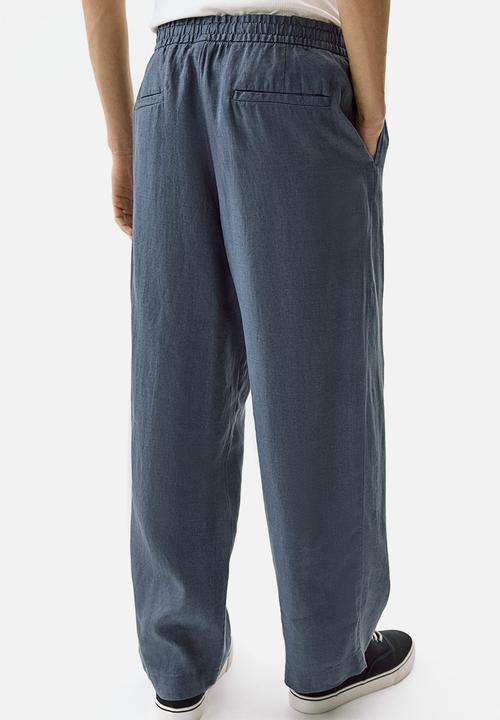 H&M - Loose fit linen trousers - dusty blue