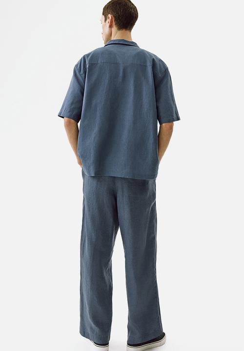 H&M - Loose fit linen trousers - dusty blue