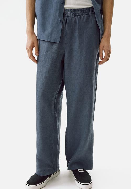 H&M - Loose fit linen trousers - dusty blue