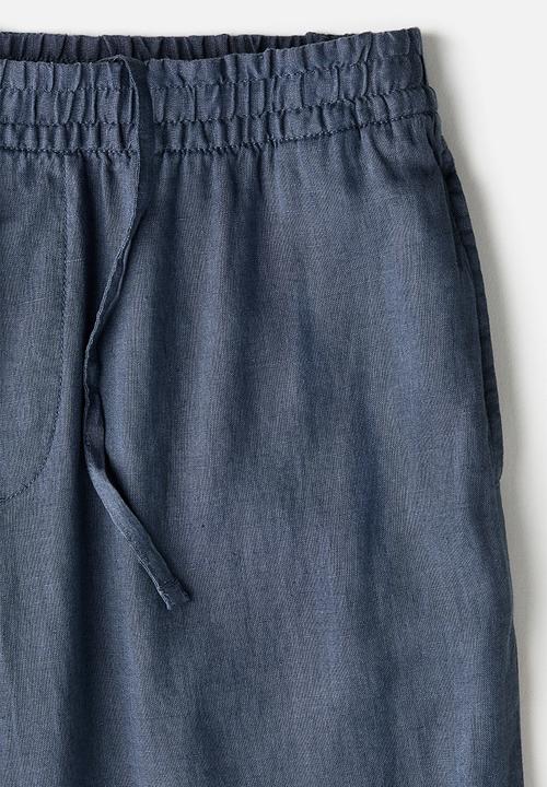 H&M - Loose fit linen trousers - dusty blue