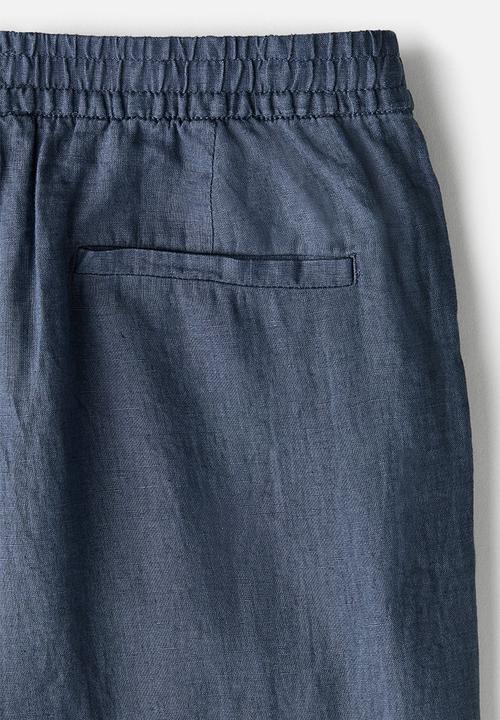 H&M - Loose fit linen trousers - dusty blue