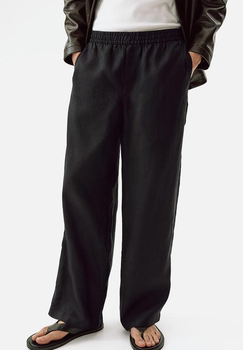 H&M - Loose fit linen trousers - black