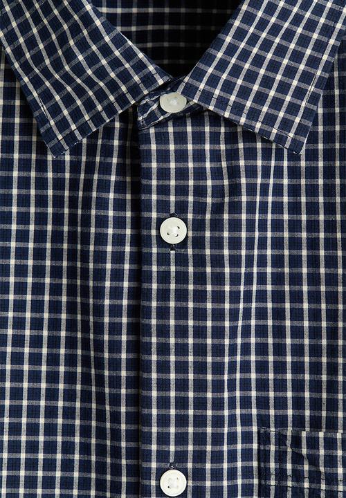 H&M - Relaxed fit cotton shirt - navy blue/checked