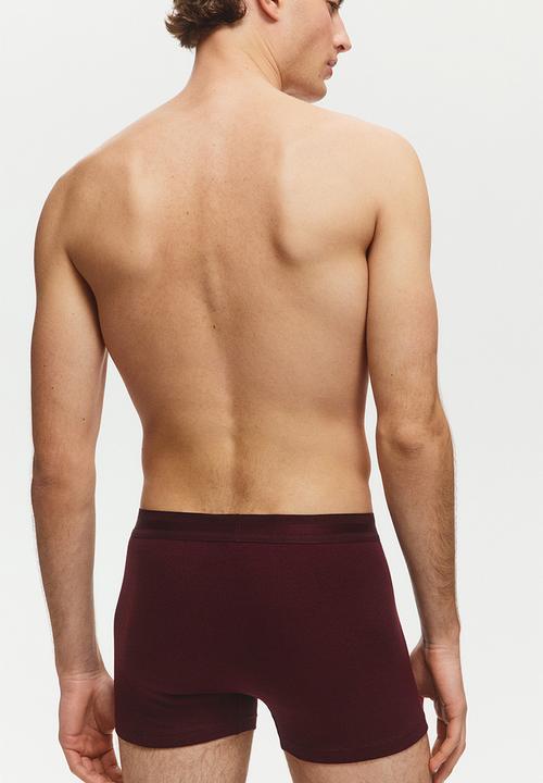 H&M - 3-pack ribbed short trunks - black/dusty blue/burgundy