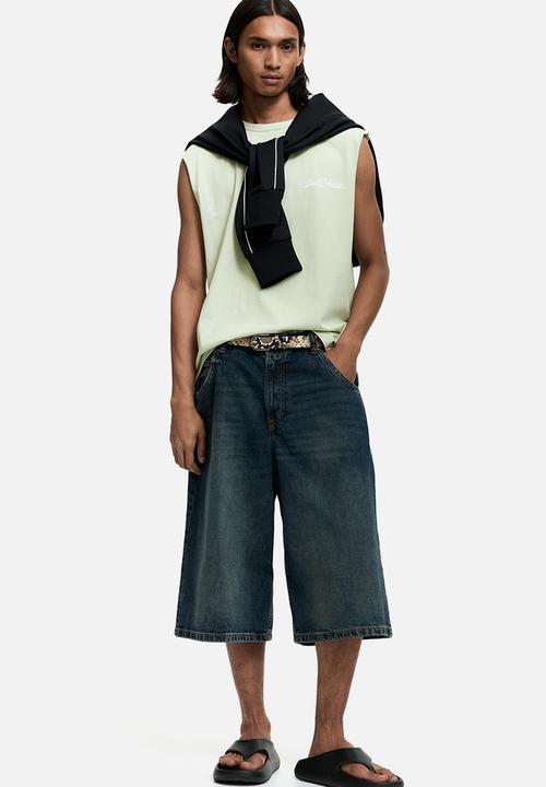 H&M - Loose fit printed vest top - light green/studio resort