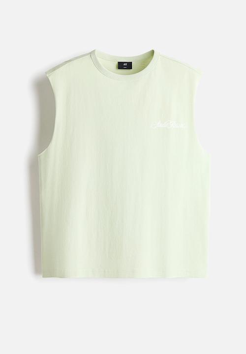 H&M - Loose fit printed vest top - light green/studio resort