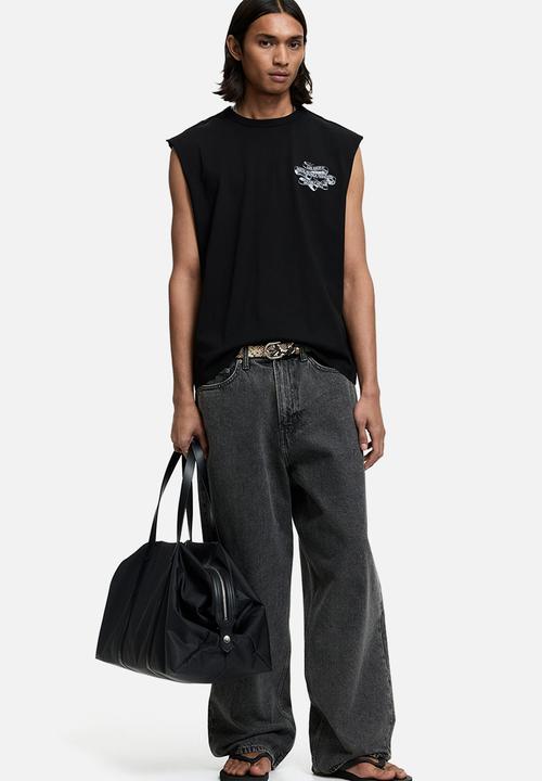 H&M - Loose fit printed vest top - black/los angeles