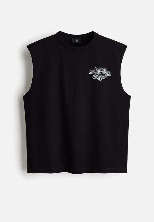 H&M - Loose fit printed vest top - black/los angeles