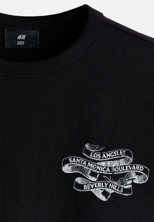H&M - Loose fit printed vest top - black/los angeles