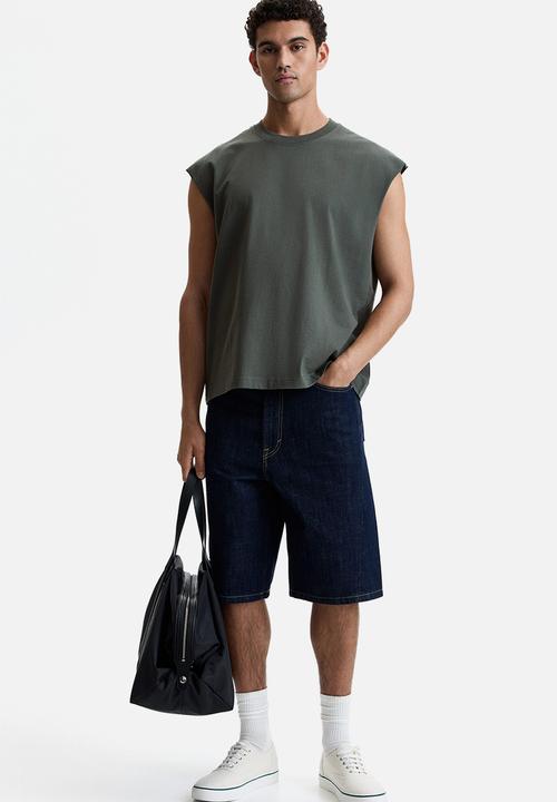 H&M - Relaxed fit cotton vest top - dark khaki green