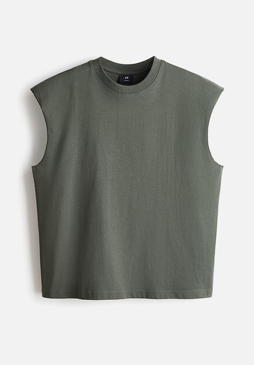 H&M - Relaxed fit cotton vest top - dark khaki green
