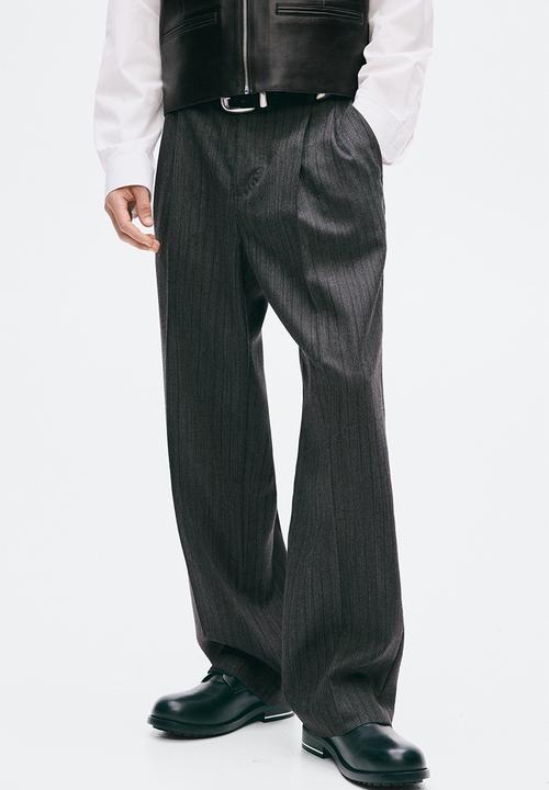 H&M - Regular fit tailored wool trousers - dark grey/pinstriped