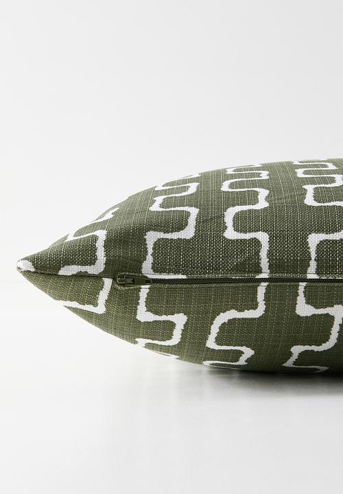 Sixth Floor - Retro Cushion Cover Olive & White