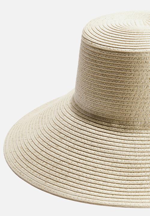 H&M - Sloping-brim straw hat - light beige