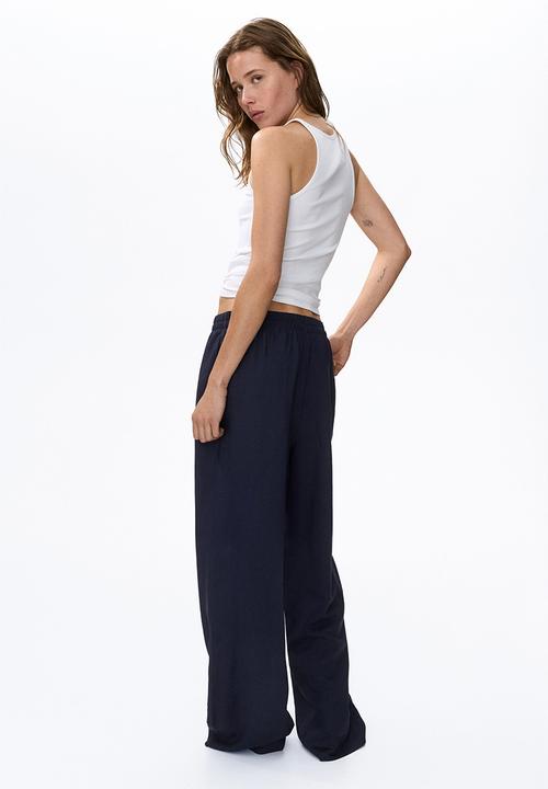 H&M - Linen-blend trousers - navy blue