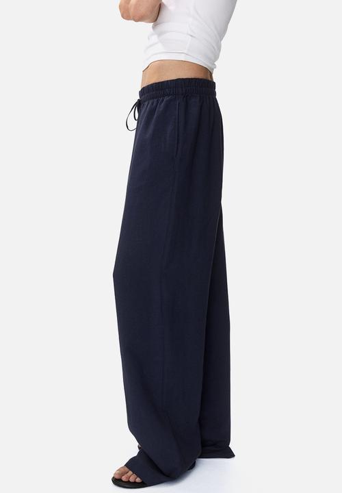 H&M - Linen-blend trousers - navy blue
