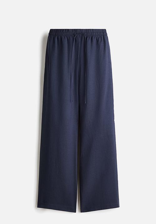 H&M - Linen-blend trousers - navy blue