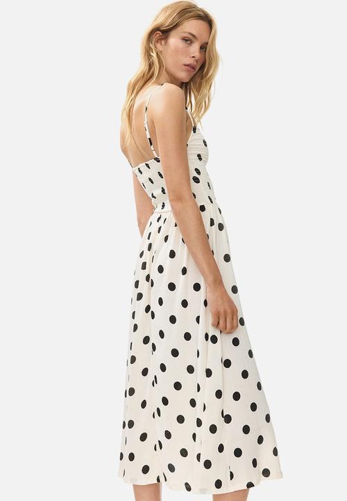 H&M - Smocked strappy dress - cream/spotted