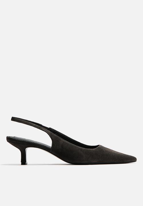 H&M - Pointed suede slingbacks - dark khaki green