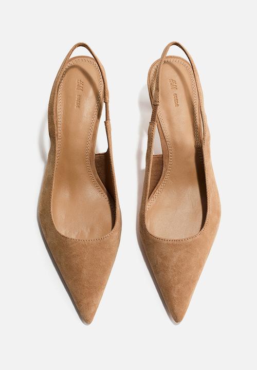 H&M - Pointed suede slingbacks - dark beige