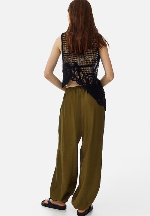 H&M - Balloon trousers - dark khaki green