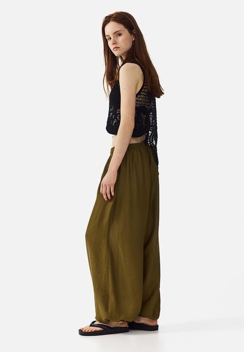 H&M - Balloon trousers - dark khaki green