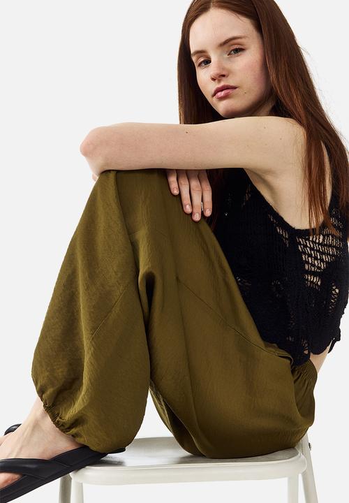 H&M - Balloon trousers - dark khaki green