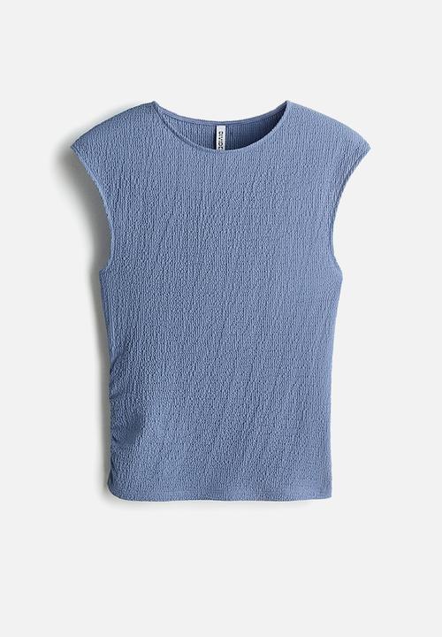 H&M - Textured jersey top - light dusty blue