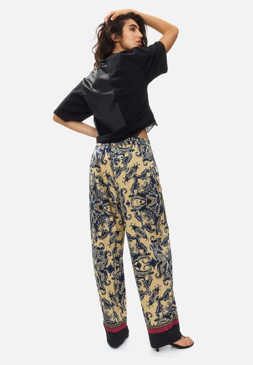 H&M - Barrel drawstring trousers - beige/paisley pattern