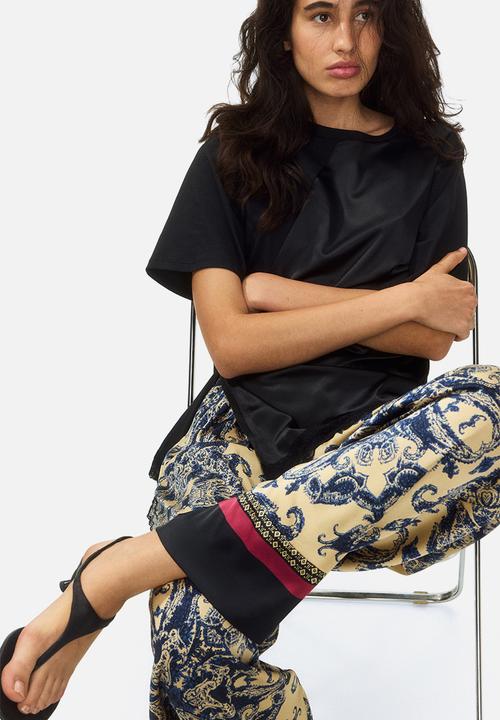 H&M - Barrel drawstring trousers - beige/paisley pattern