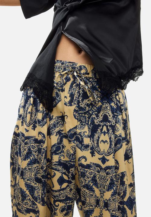 H&M - Barrel drawstring trousers - beige/paisley pattern