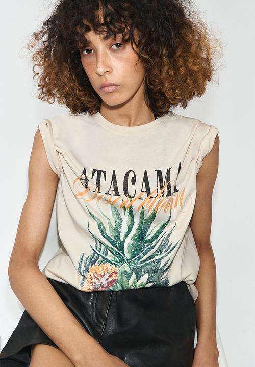H&M - Printed t-shirt - light beige/atacama