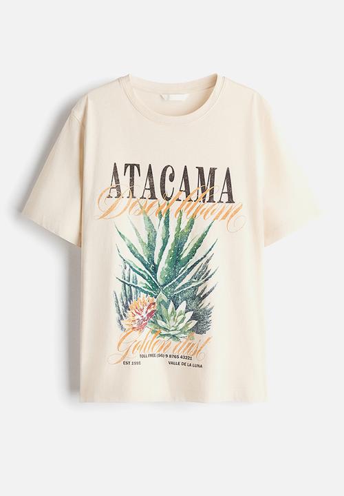 H&M - Printed t-shirt - light beige/atacama
