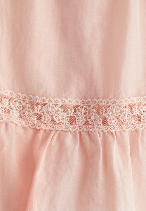 H&M - Lace-inset blouse - light peach pink