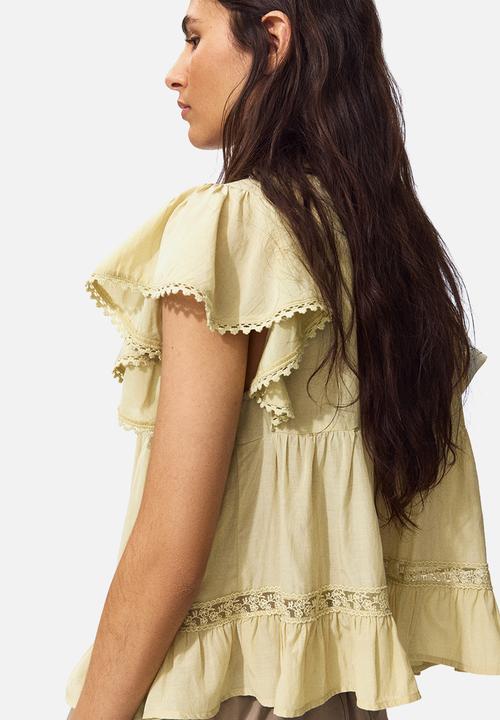H&M - Lace-inset blouse - yellow