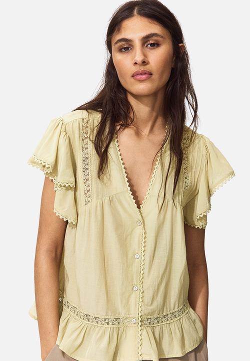 H&M - Lace-inset blouse - yellow