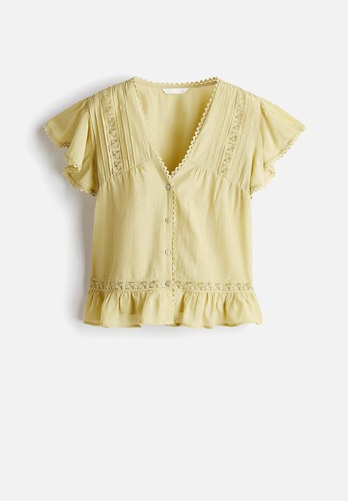 H&M - Lace-inset blouse - yellow