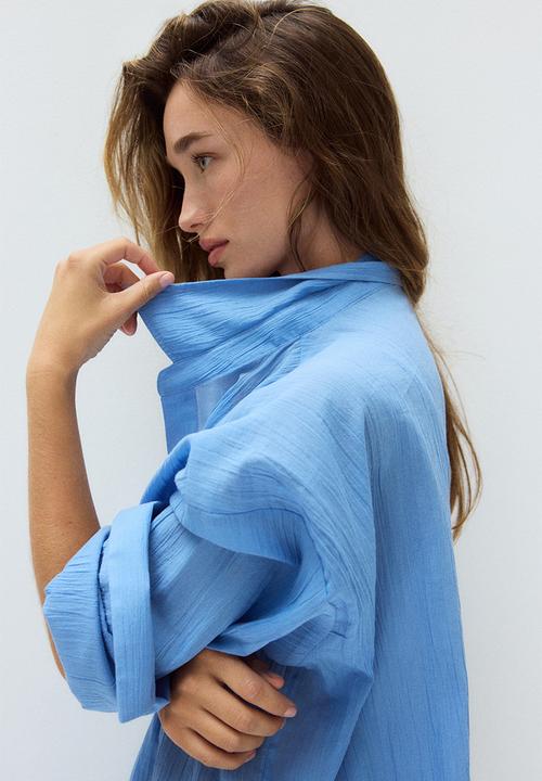 H&M - Long cotton shirt - blue