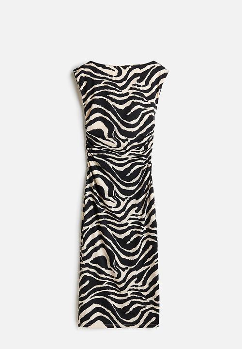H&M - Cap-sleeved dress - cream/zebra print