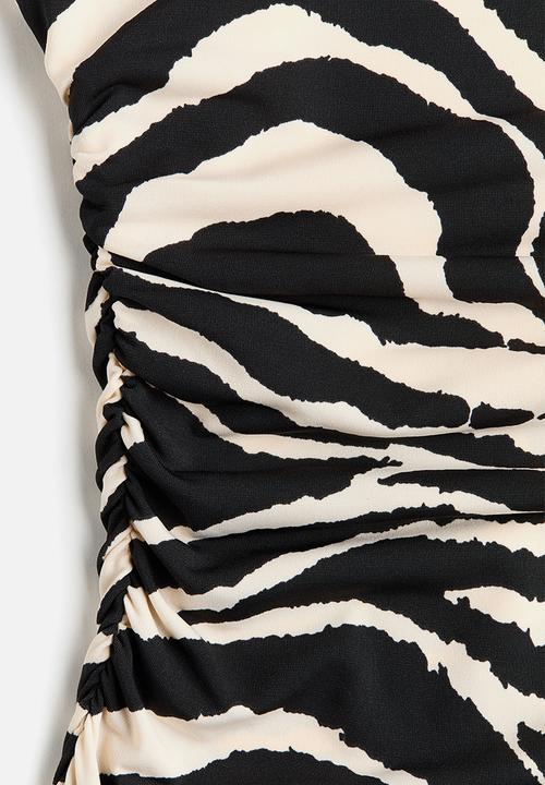 H&M - Cap-sleeved dress - cream/zebra print