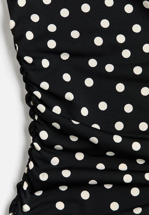 H&M - Cap-sleeved dress - black/spotted