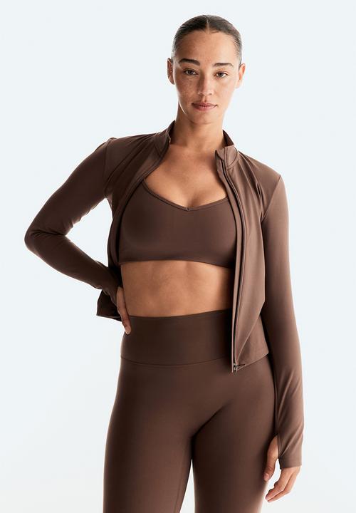 H&M - Zip-through sports jacket with softmove - mocha